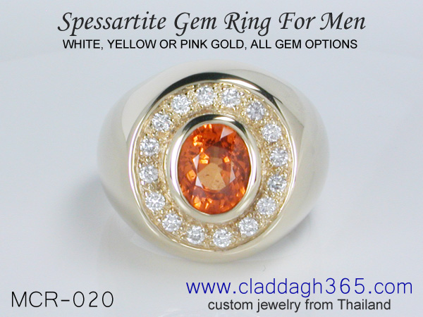 spessartite garnet ring for men