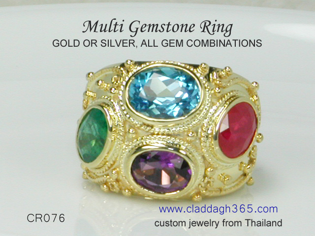 multi gemstone ring