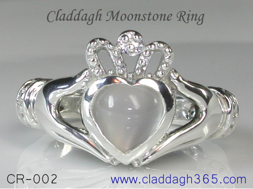 moonstone claddagh ring gold or silver