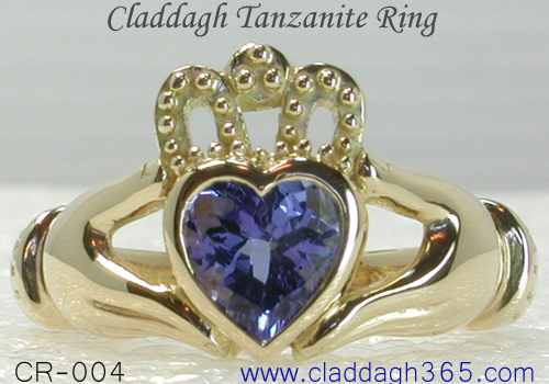 tanzanite december birthstone claddagh ring