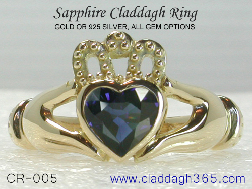sapphire gemstone ring claddagh