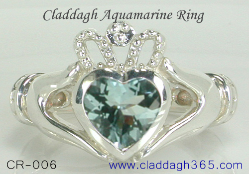 aquamarine heart ring claddagh