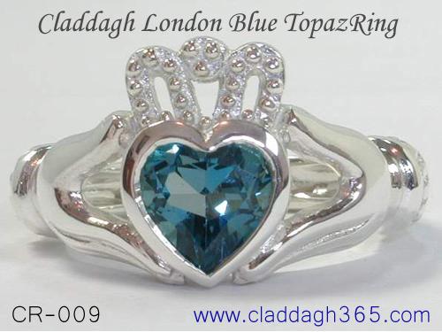 blue topaz claddagh ring