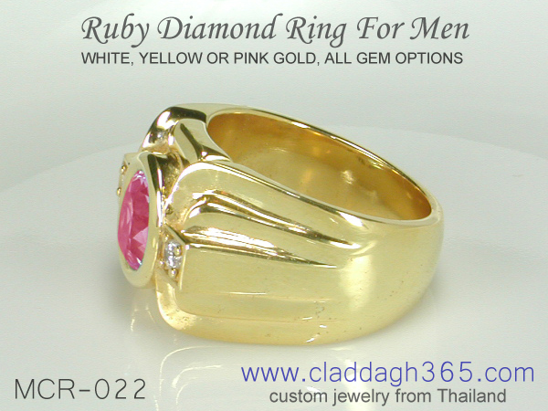 men's ruby and diamond ring gold silver