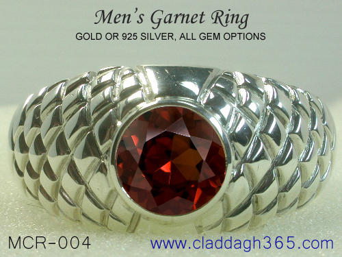 garnet ring for men gold silver