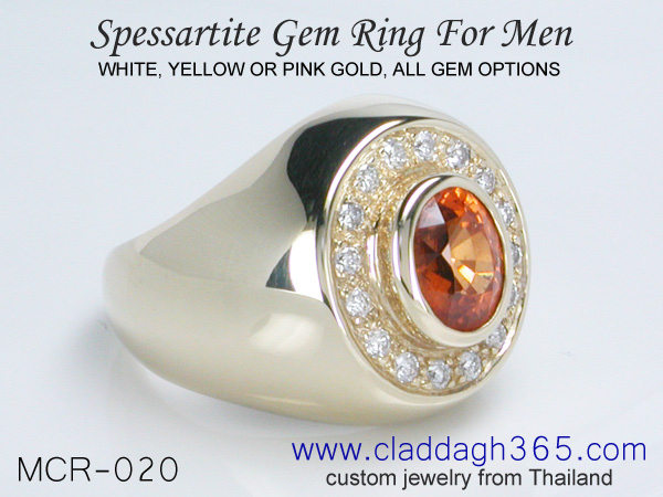 mens gemstone ring spessartite garnegt