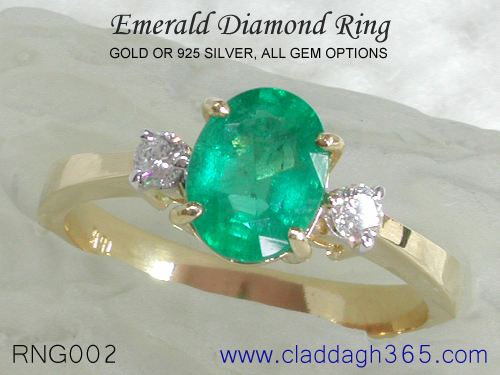 emerald diamond ring gold silver